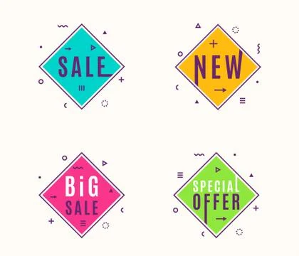 Vector illustration of trendy flat style geometric banners Stock Illustration