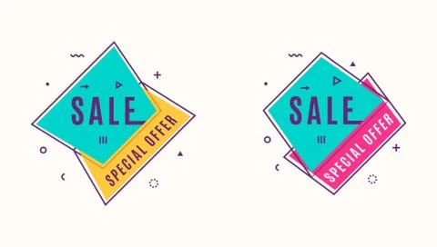 Vector illustration of trendy flat style geometric banners Stock Illustration
