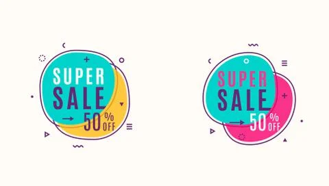 Vector illustration of trendy flat style geometric banners Stock Illustration