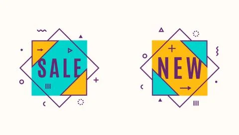 Vector illustration of trendy flat style geometric banners Stock Illustration