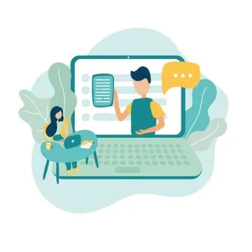 Vector illustration in trendy flat style - online education conference icon Stock Illustration