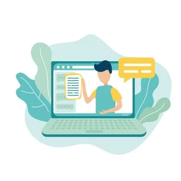 Vector illustration in trendy flat style. Online education conference icon 스톡 일러스트