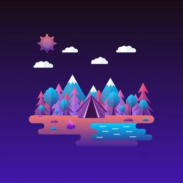 Vector illustration in trendy flat style and bright vibrant gradient colors.  Stock Illustration