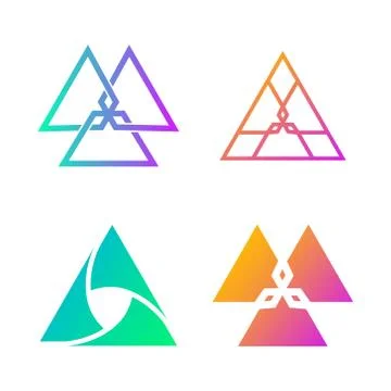 Vector illustration of triangle logo set design. Isolated. Stock Illustration