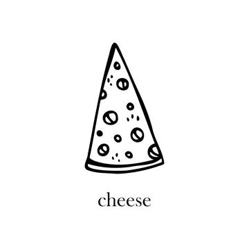 Vector illustration of a triangular piece of cheese with holes.  Dairy produc Illustrazione stock