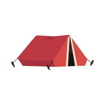 Vector illustration of a triangular red tent on a white background 库存插图