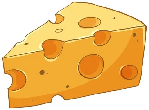Vector Illustration of a Triangular Wedge of Swiss Cheese Stock Illustration