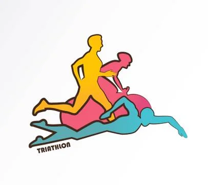 Vector illustration triathlon, flat design Stock Illustration