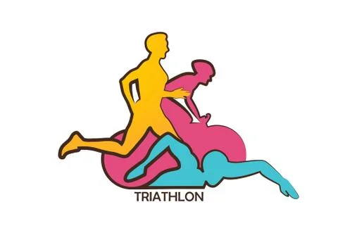 Vector illustration triathlon, flat design Stock Illustration