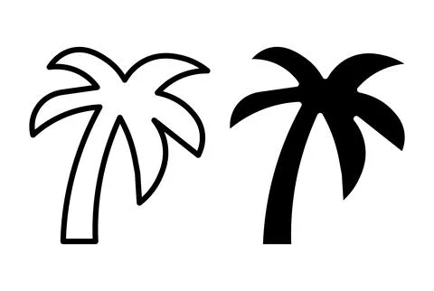 Vector Illustration of Tropical Palm Trees in Black and White Styles Illustrazione stock