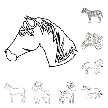 Vector illustration of trot and running sign. Collection of trot and clipart Illustrazione stock