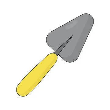Vector illustration of a trowel with a yellow handle in a flat style Stock Illustration