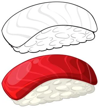 Vector Illustration of Tuna and White Fish Nigiri Sushi Pieces Stock Illustration