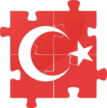 Vector illustration of turkish flag in puzzle isolated on white background Stock Illustration