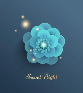 Vector illustration with turquoise flower. Stock Illustration