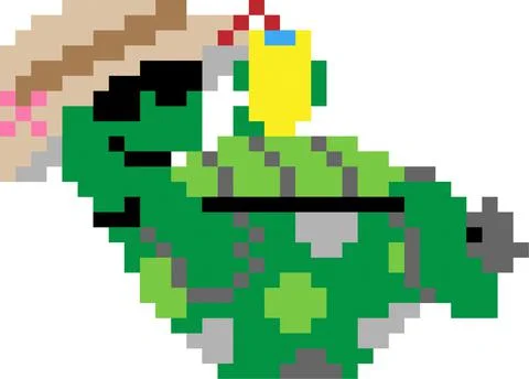 Vector illustration of a turtle pixel art isolated on white background Stock Illustration