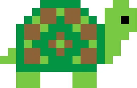 Vector illustration of a turtle pixel art isolated on white background Stock Illustration