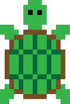 Vector illustration of a turtle pixel art isolated on white background Stock Illustration