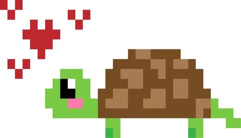 Vector illustration of a turtle pixel art isolated on white background Stockillustratie