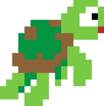 Vector illustration of a turtle pixel art isolated on white background Stock Illustration