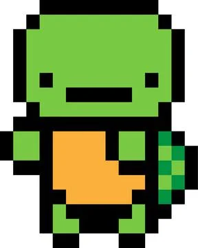 Vector illustration of a turtle pixel art isolated on white background Stock Illustration