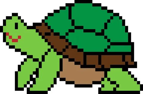 Vector illustration of a turtle pixel art isolated on white background 스톡 일러스트