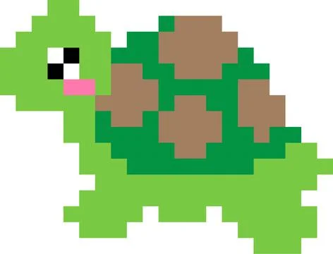Vector illustration of a turtle pixel art isolated on white background Stock Illustration