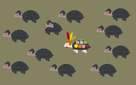 Vector illustration turtles. Concept Be Yourself. Stock Illustration