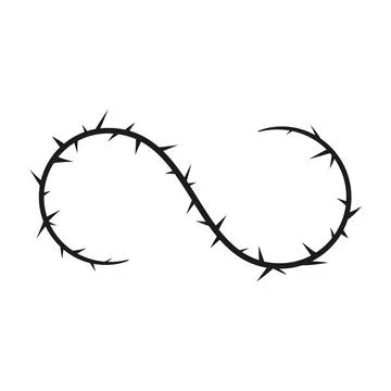 Vector illustration of twisted black line with thorns. Blackthorn or grapevine 스톡 일러스트