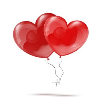 Vector Illustration of Two 3d Red Heart Balloons Illustrazione stock