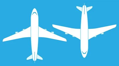 Vector illustration of an two airplane top view on a blue background. Aviatio Stock Illustration