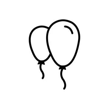Vector illustration of two balloons icon, use black color with line design st Stock Illustration