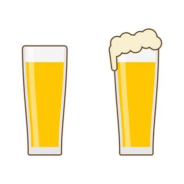 Vector illustration of two beer glasses comparing serving styles with Stock Illustration