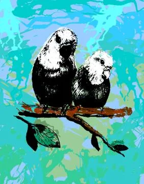 Vector illustration of two birds, parrots in eps Stockillustratie