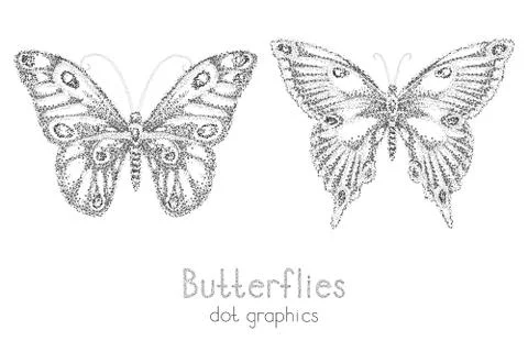 Vector illustration with two black hand drawn butterflies Stock Illustration