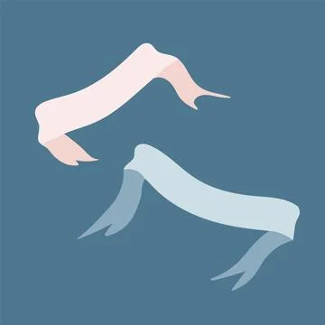 Vector illustration of two blue and pink ribbons. Stock Illustration