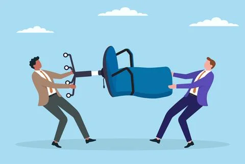 Vector illustration of two businessmen fighting for a chair Stock Illustration