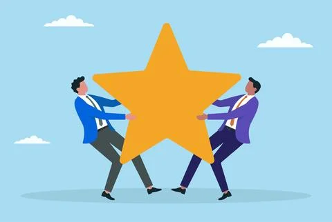Vector illustration of two businessmen fighting over a star sign Stockillustratie