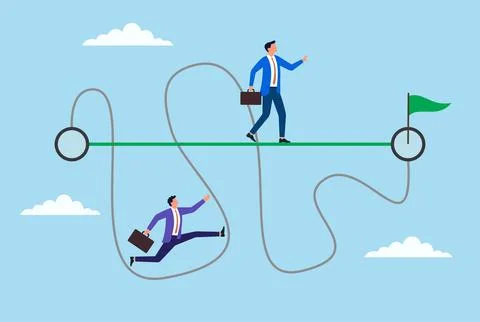 Vector illustration of two businessmen reaching for a milestone Stock Illustration