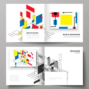 The vector illustration of two covers templates for square design bifold Stock Illustration