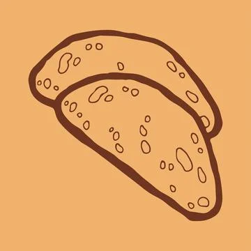Vector illustration of two crispy toasted bread slices overlapping each other Stock Illustration