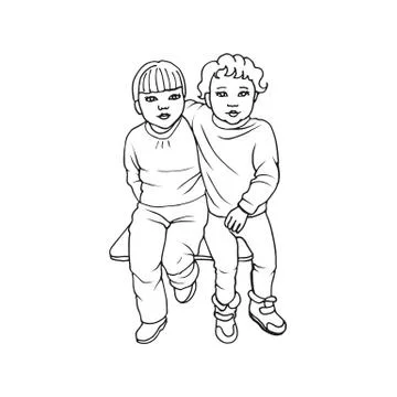 Vector illustration of two cute little girls Stock Illustration