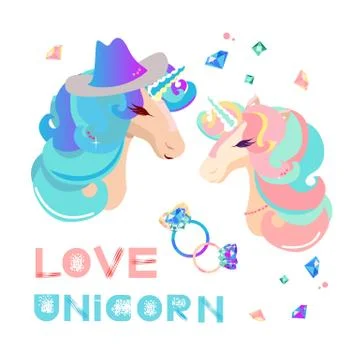 Vector illustration of two cute unicorn make selfie. Sweet magic with a unicorn Stock Illustration