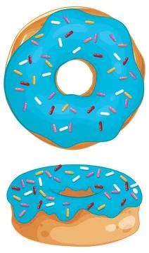 Vector Illustration of Two Donuts with Blue Frosting and Colorful Sprinkles Stock Illustration