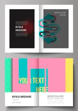 The vector illustration of the two editable layout A4 format cover design Stock Illustration