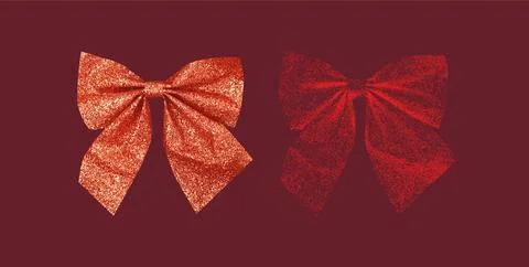 Vector illustration of two elegant festive bows in glitter and textured styles Stock Illustration