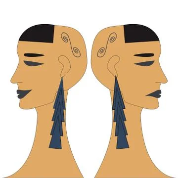 Vector illustration two face. Happy and sad Stock Illustration