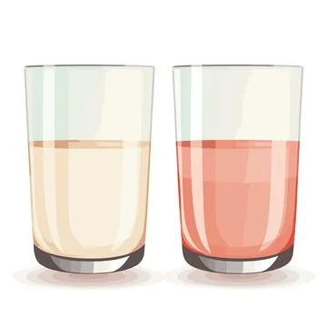 Vector illustration of two glasses of pink and white non-alcoholic drink Illustrazione stock