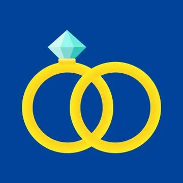Vector illustration of two golden wedding rings with diamond Stock Illustration