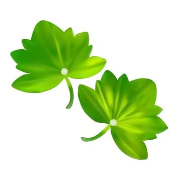 Vector illustration of two green leaves with pearl centers, created using m.. Stock Illustration